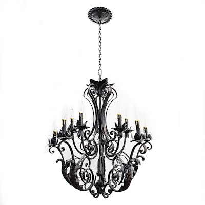 Antique Rococo Style Wrought Iron Chandelier Antique Rococo Style Wrought Iron Chandelier