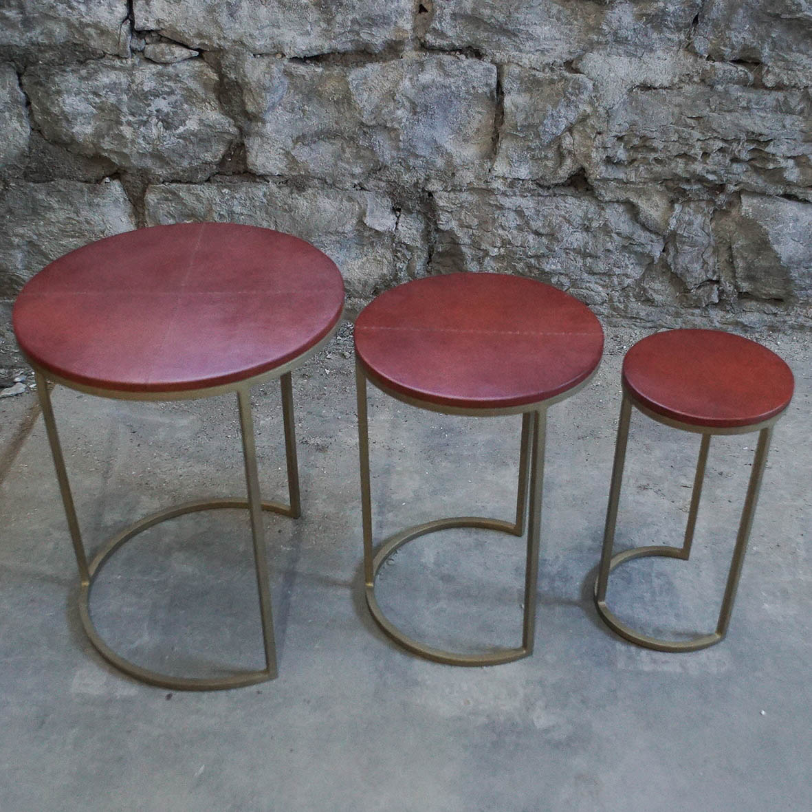 Leather Top Nesting Tables EBTH