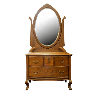 Antique Victorian Oak Dresser with Mirror