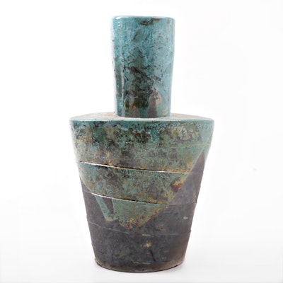 Hand Thrown and Altered Raku Fired Vase Hand Thrown and Altered Raku Fired Vase