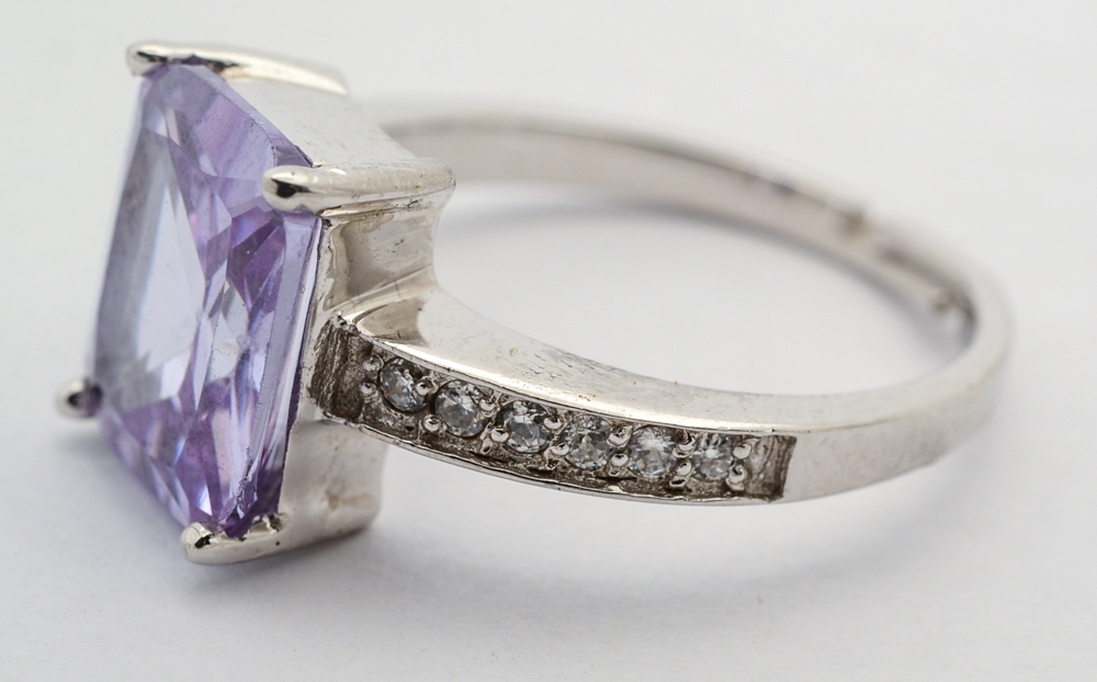 Sterling Silver Blue Sapphire and Cubic Zirconia Rings | EBTH