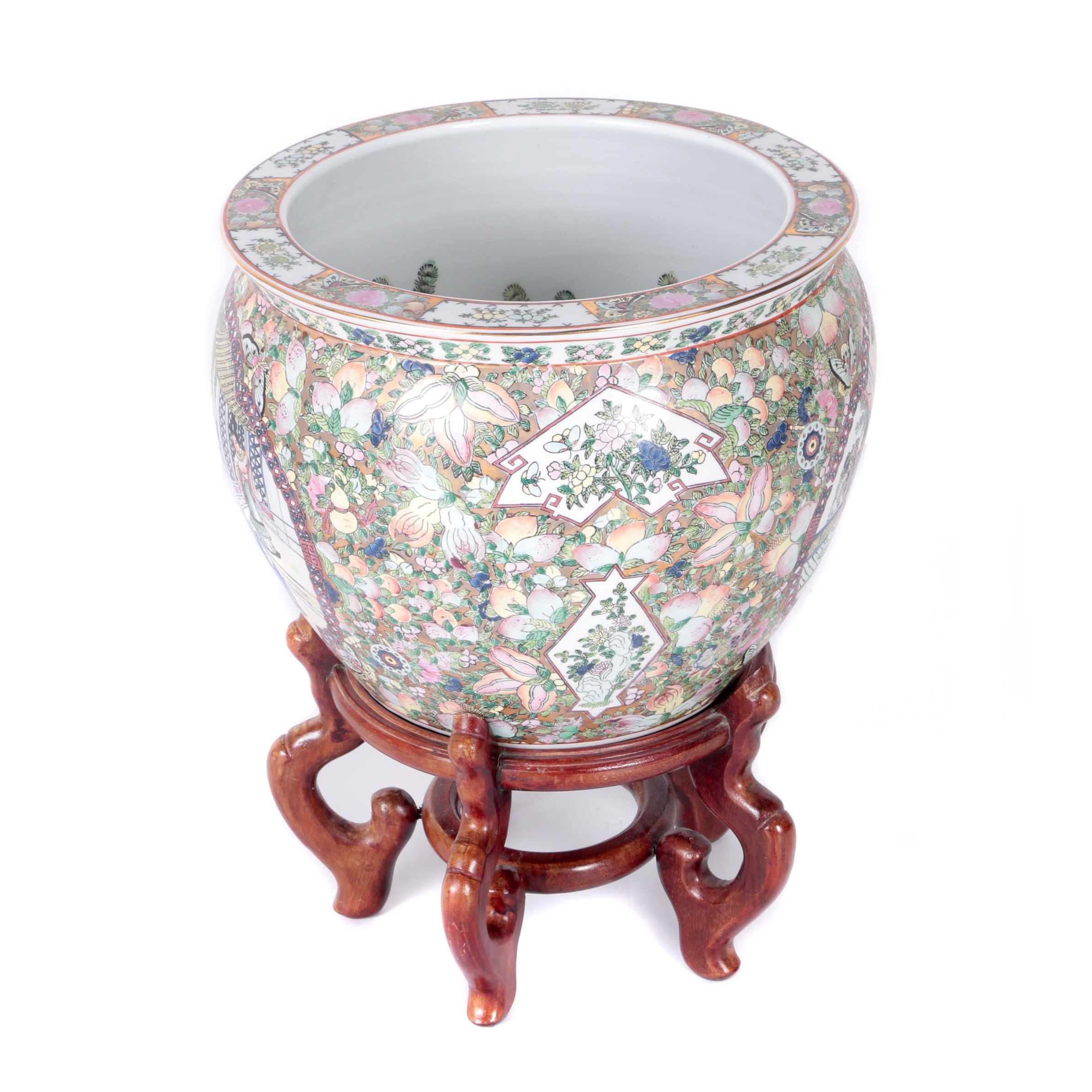 Chinese Ceramic Fish Bowl Planter with Stand EBTH
