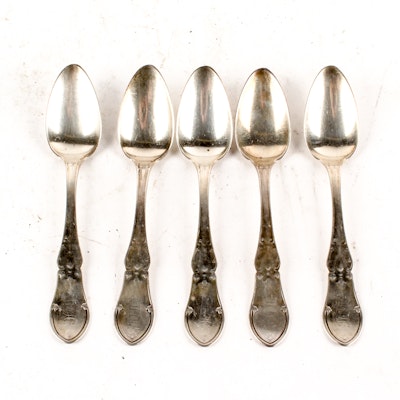 19th Century Brown & Marsters Coin Silver Foliate Handle Teaspoons