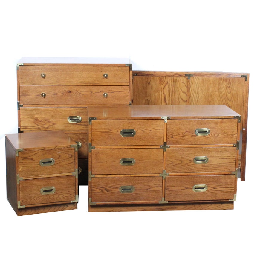 Vintage Campaign Style Bedroom Suite By Bernhardt Furniture Ebth