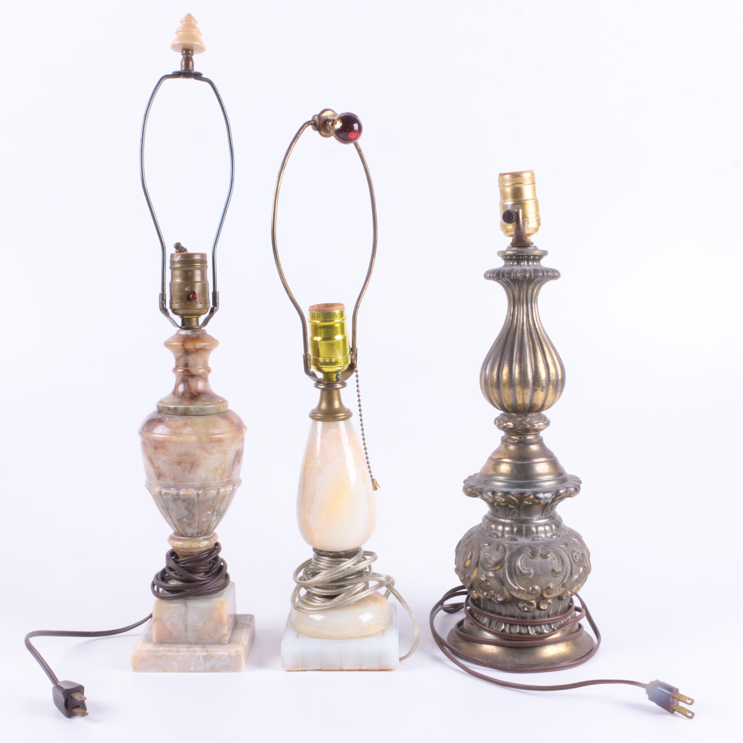 antique marble and brass table lamps