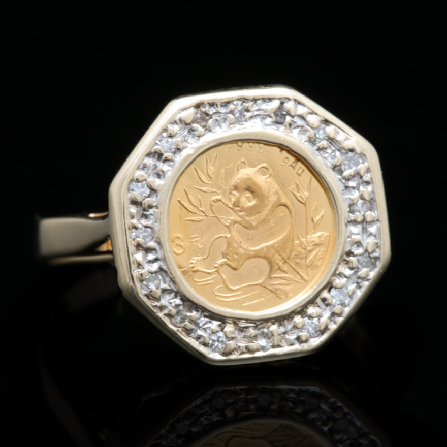 diamond panda coin ring
