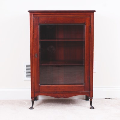 Vintage And Antique Cabinets Auction In Sterling Silver, Housewares Vintage Cherry Wood Curio Cabinet - Vintage And Antique Cabinets Auction In Sterling Silver, Housewares