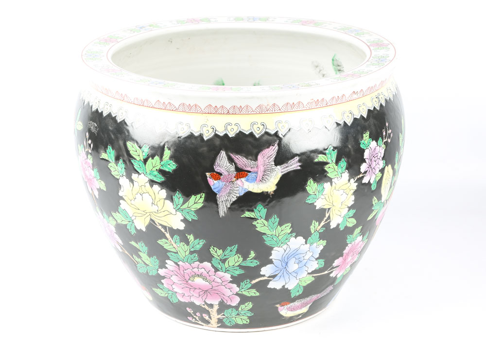 Large Japanese Fish Bowl Planter with Stand EBTH