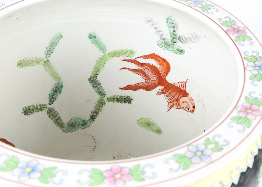 Large Japanese Fish Bowl Planter with Stand EBTH