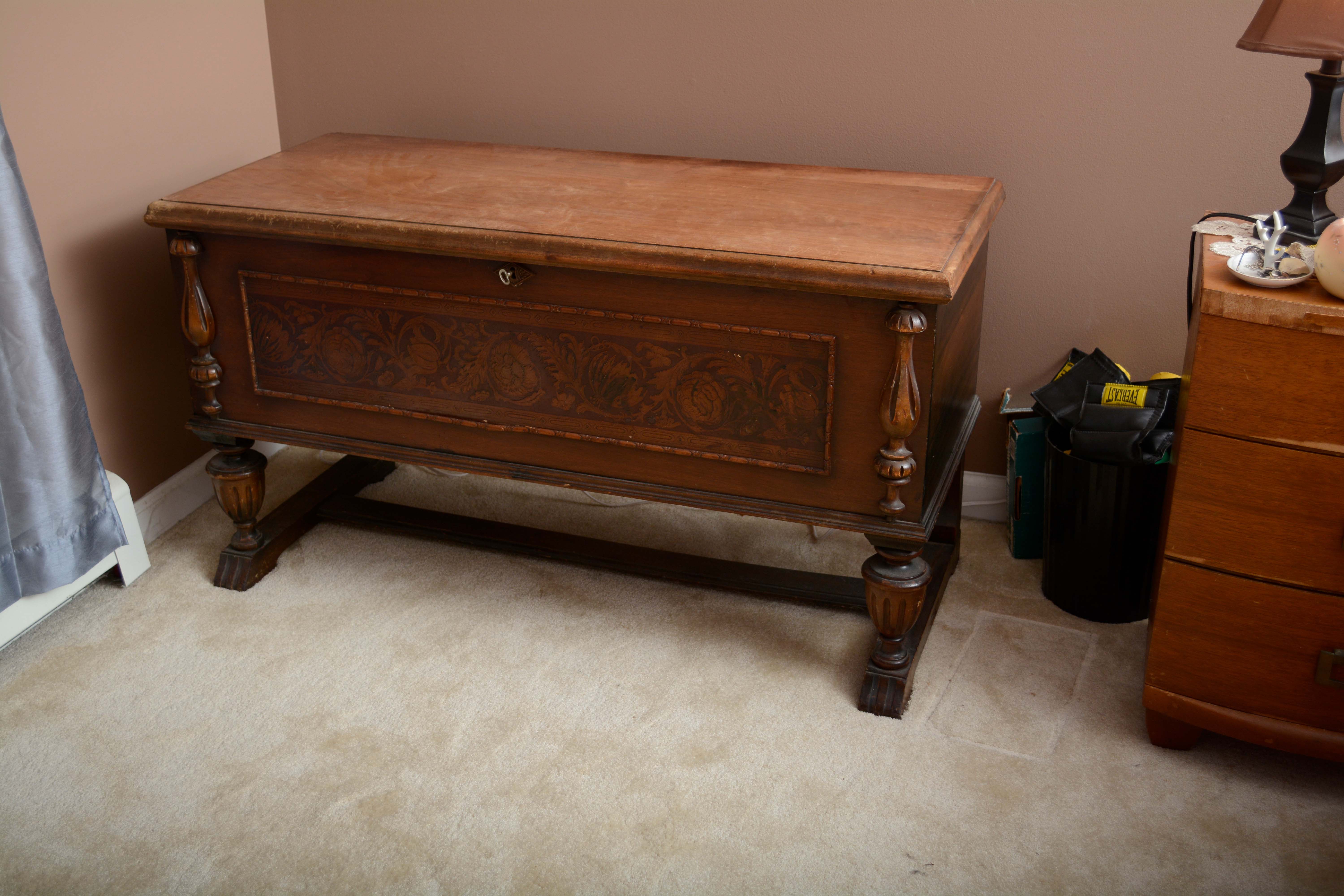 Jacobean Revival Style Cedar ChestonStand EBTH