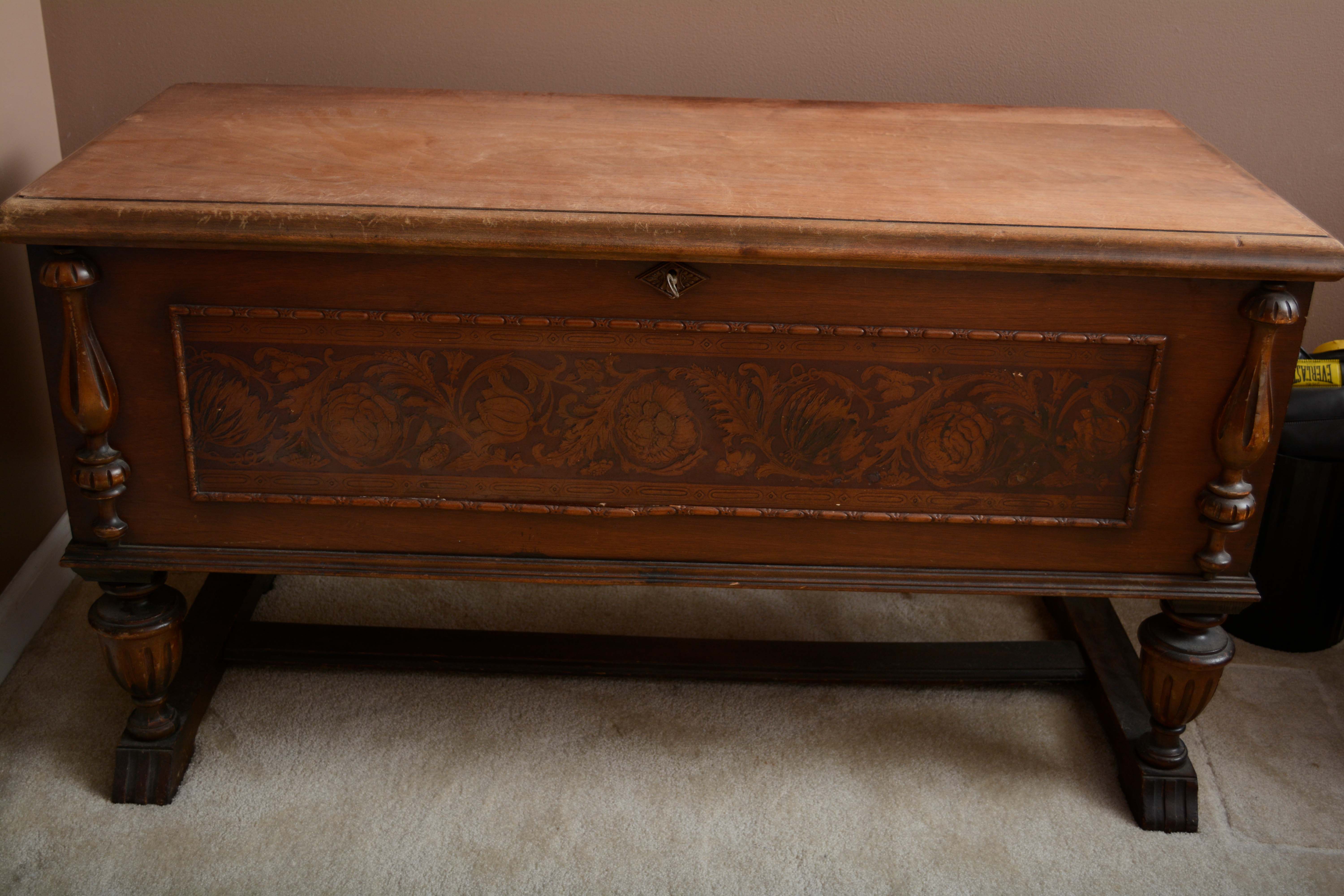 Jacobean Revival Style Cedar ChestonStand EBTH