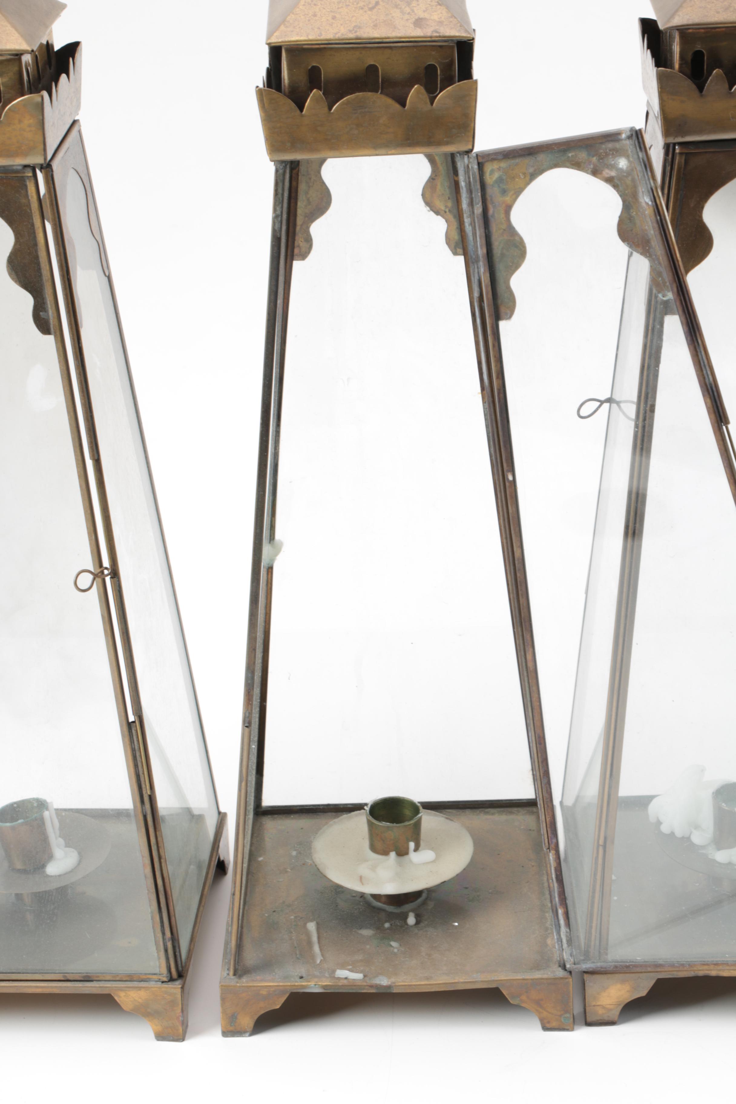 Brass and Glass Candle Holders EBTH