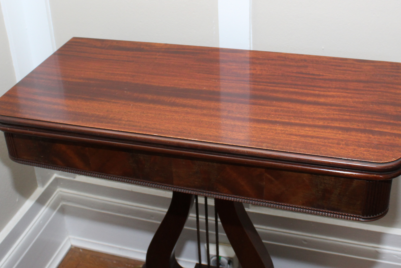 Vintage Duncan Phyfe Style Mahogany Harp Game Table EBTH
