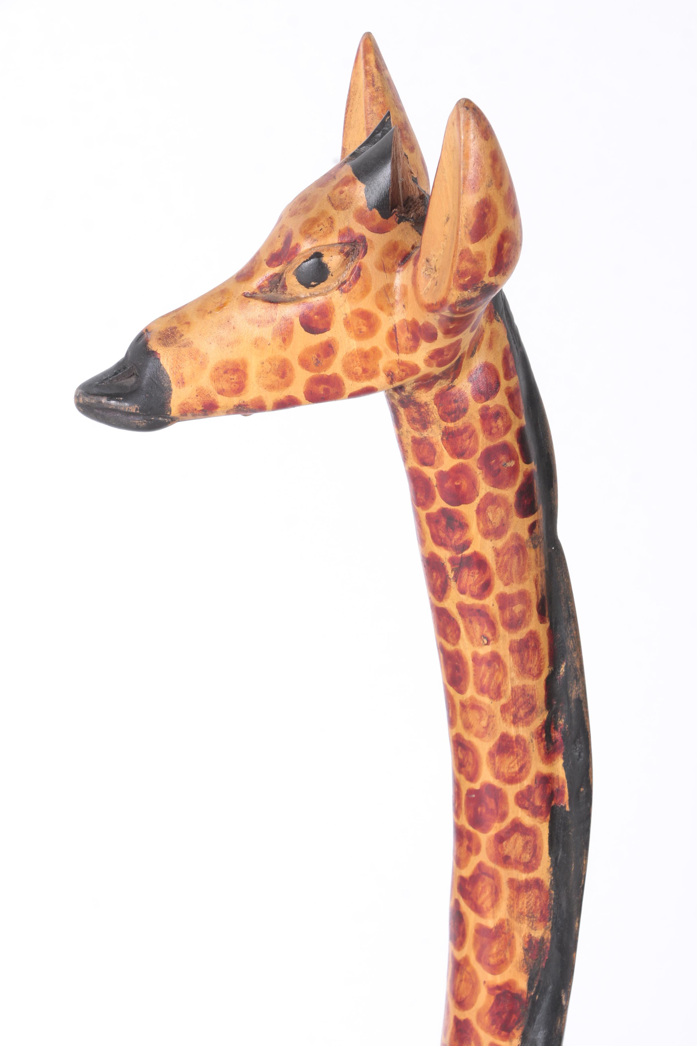 Carved Wood Giraffe Statue EBTH