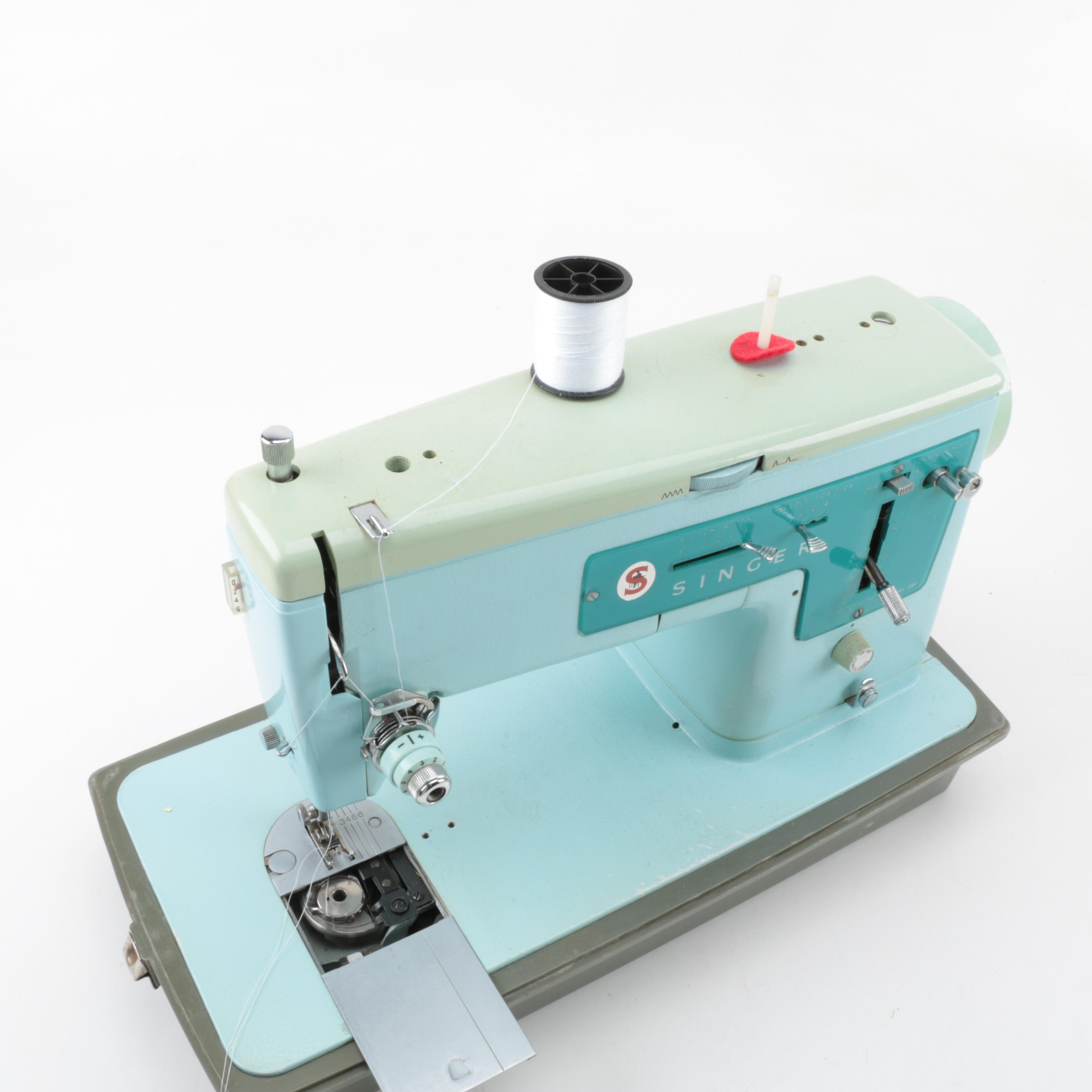 Vintage Singer Model 347 Portable Sewing Machine EBTH