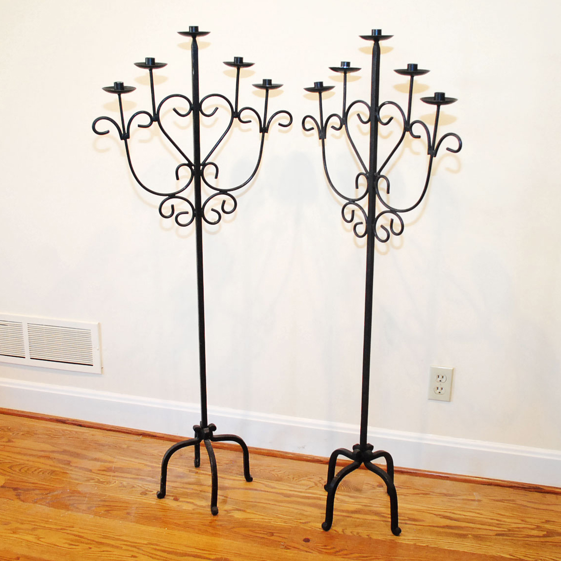 Wrought Iron Floor Stand Candelabras EBTH