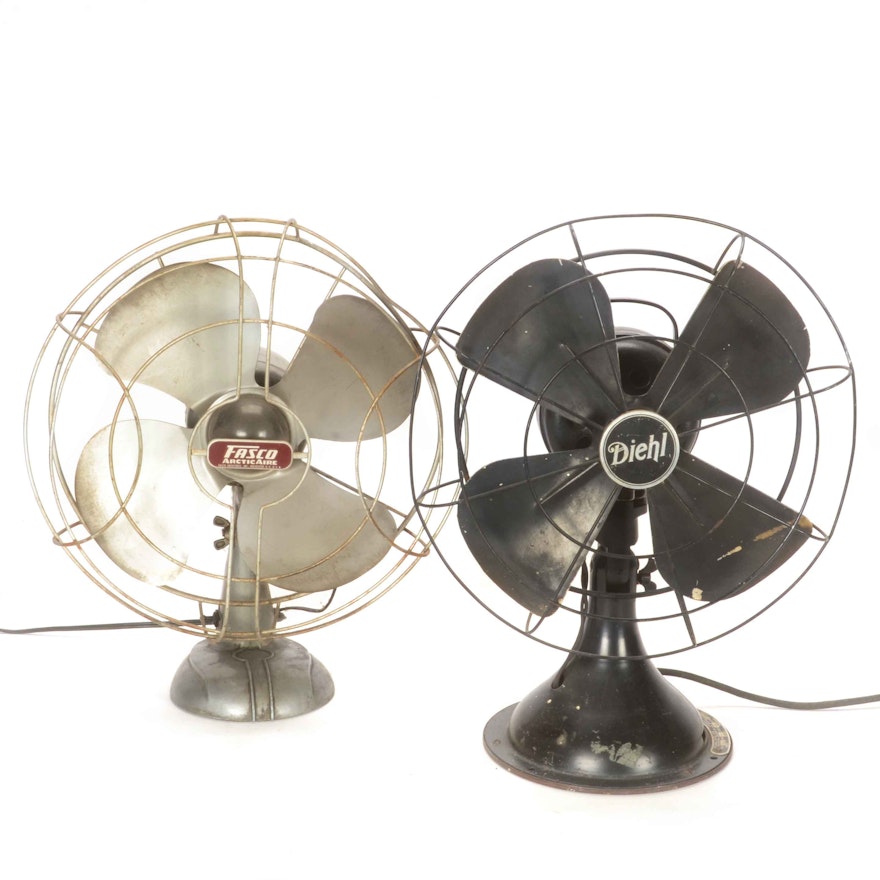 Two Vintage Desk Fans Ebth