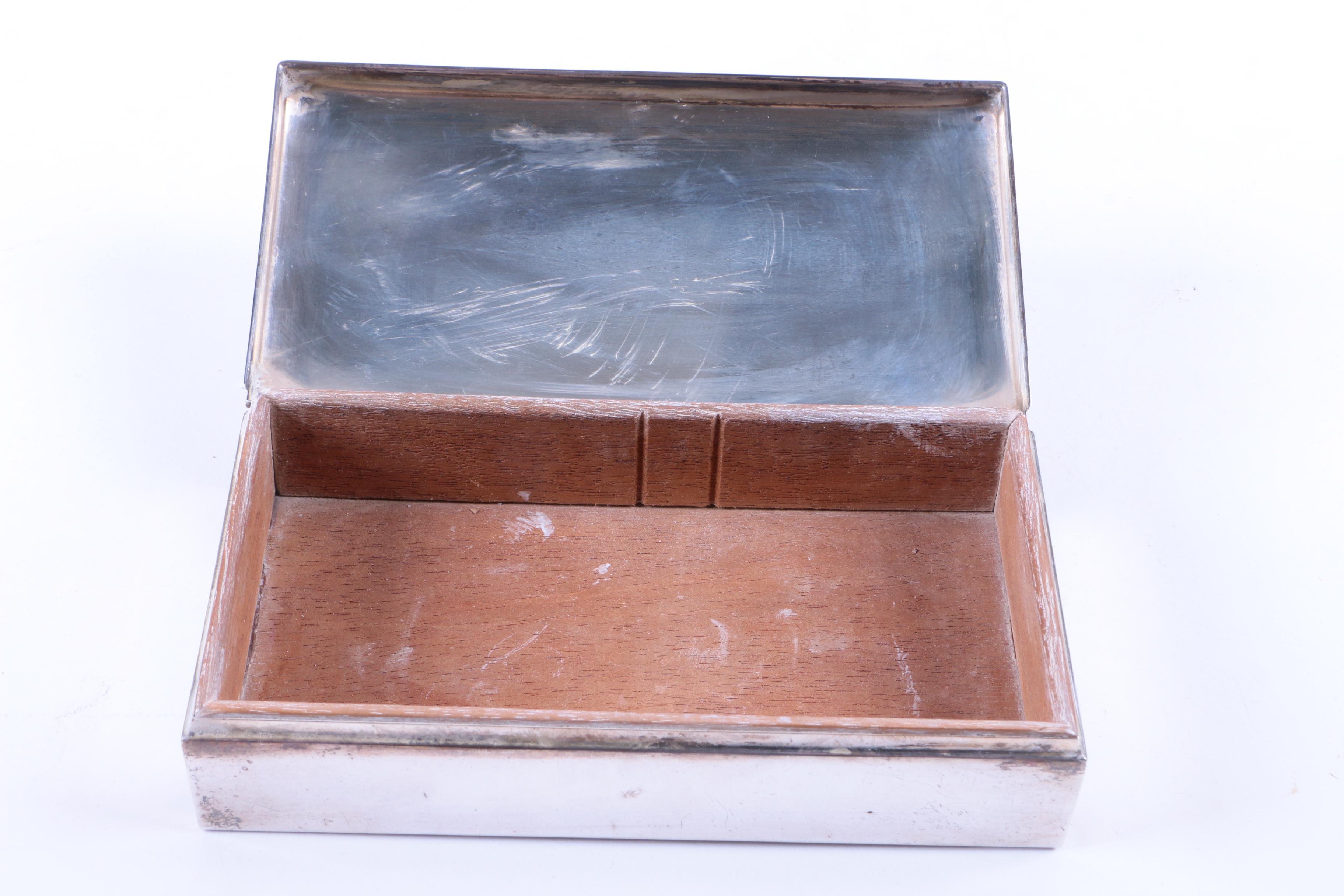 Engraved Cedar Lined Sterling Silver Cigarette Box EBTH