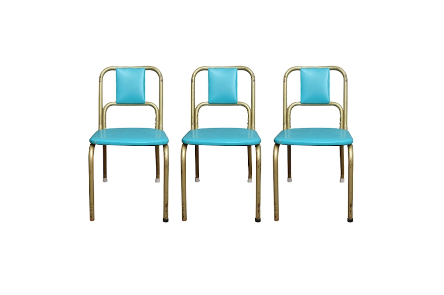 Three Mid Century Modern Dining Chairs From Duro Chrome Ebth