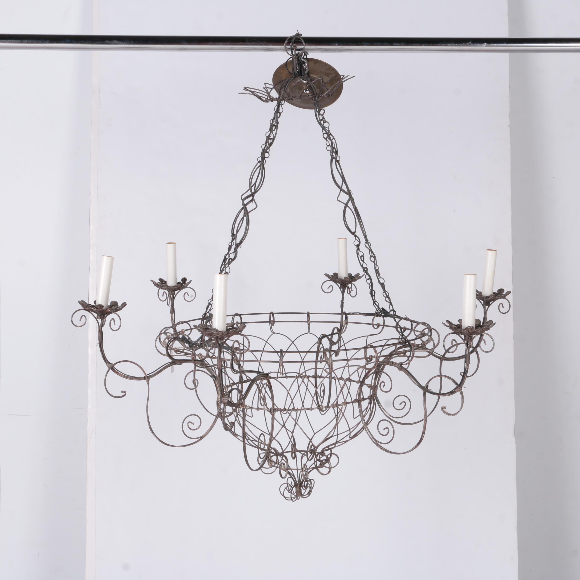 Ornate Wire Basket Chandelier EBTH