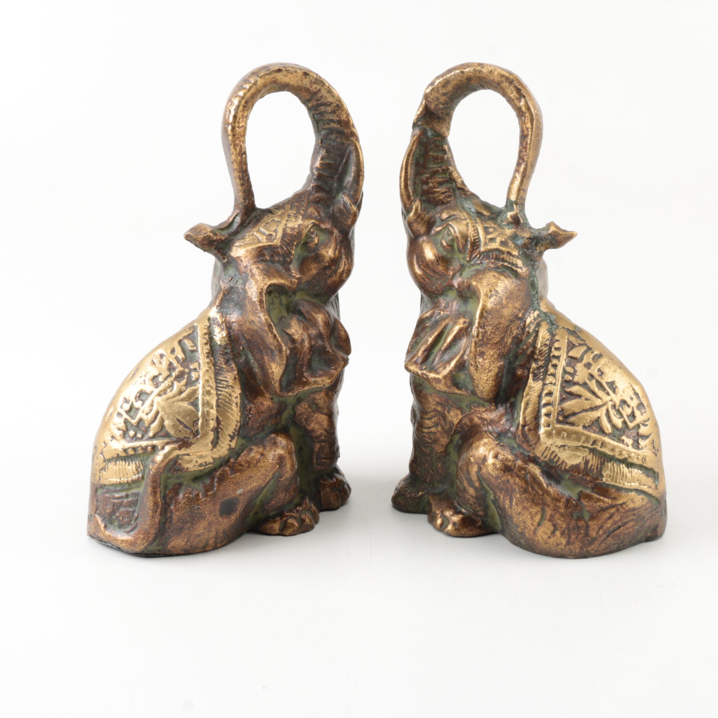 Brass Elephant Bookends EBTH
