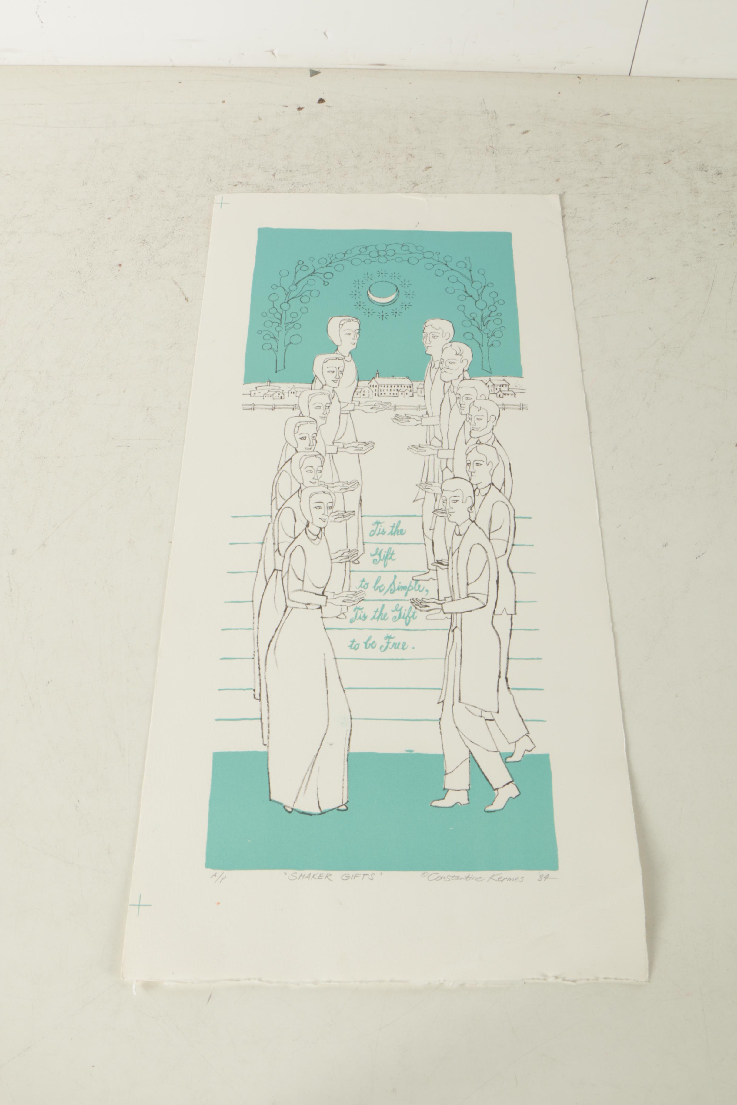 Constantine Kermes Limited Edition Lithographs "Pardners" and "Shaker