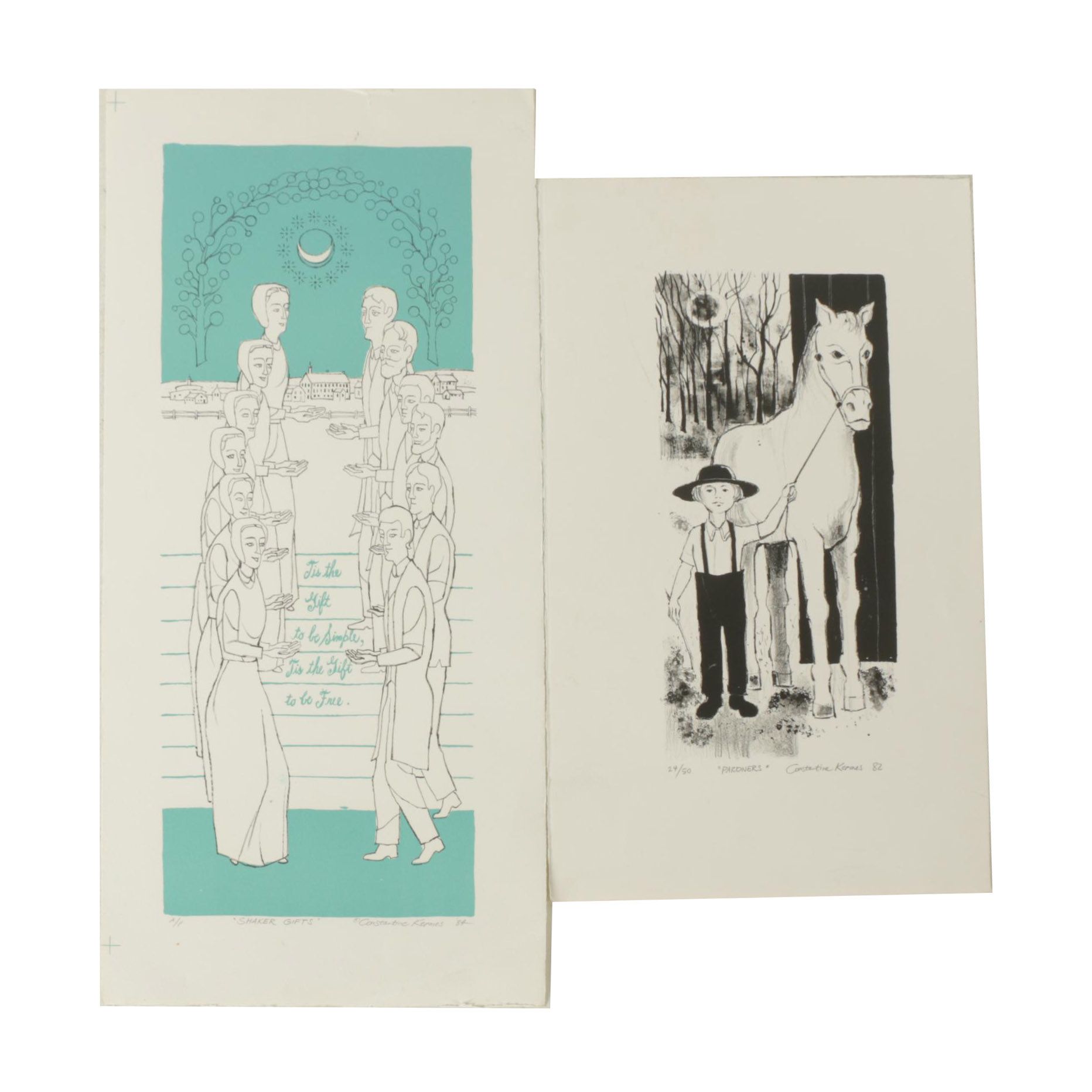 Constantine Kermes Limited Edition Lithographs "Pardners" and "Shaker