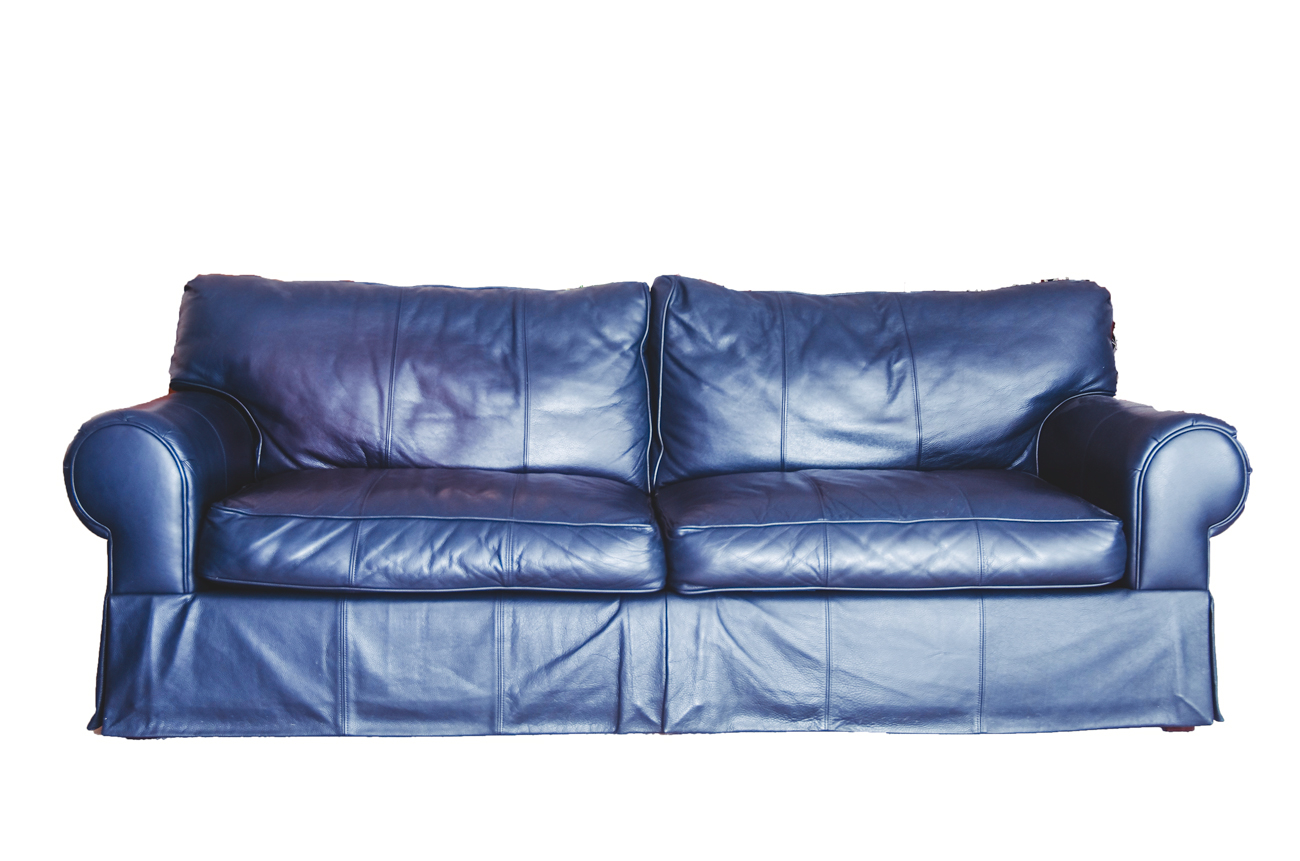 Leatherworks Navy Blue Faux Leather Sofa and Love Seat Set EBTH