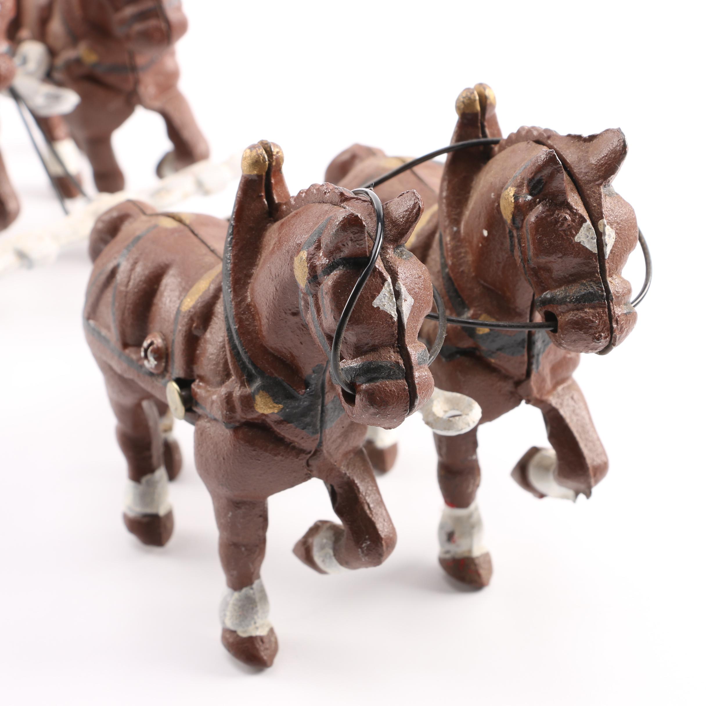 Vintage Cast Iron Horse Drawn Beer Wagon with Barrels EBTH