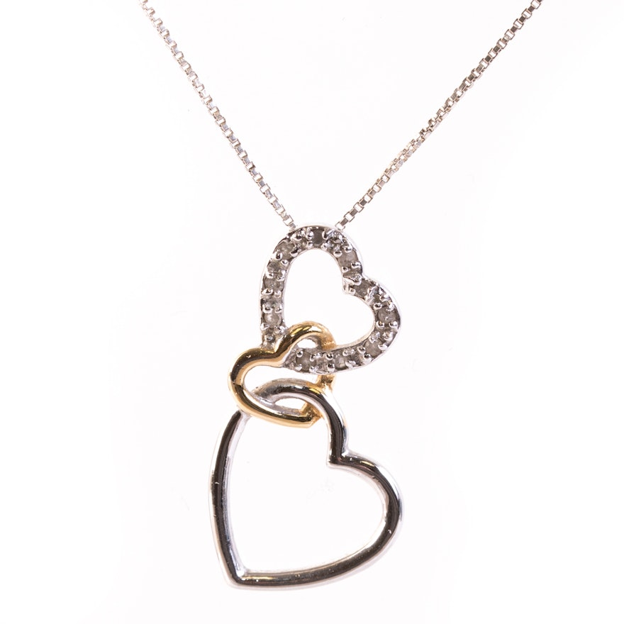 Triple heart pendant necklace Clearance