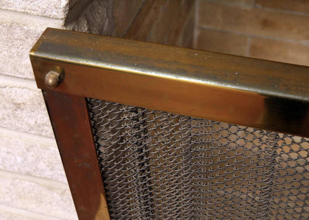Vintage Brass Fireplace Screen and Andirons EBTH