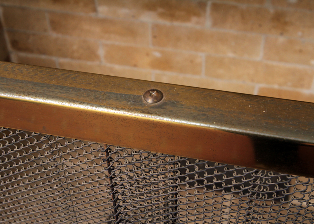 Vintage Brass Fireplace Screen and Andirons EBTH