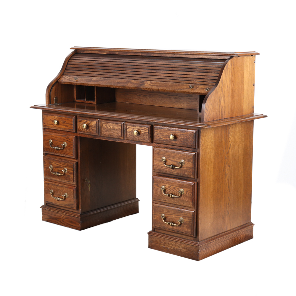 Broyhill Oak RollTop Desk EBTH