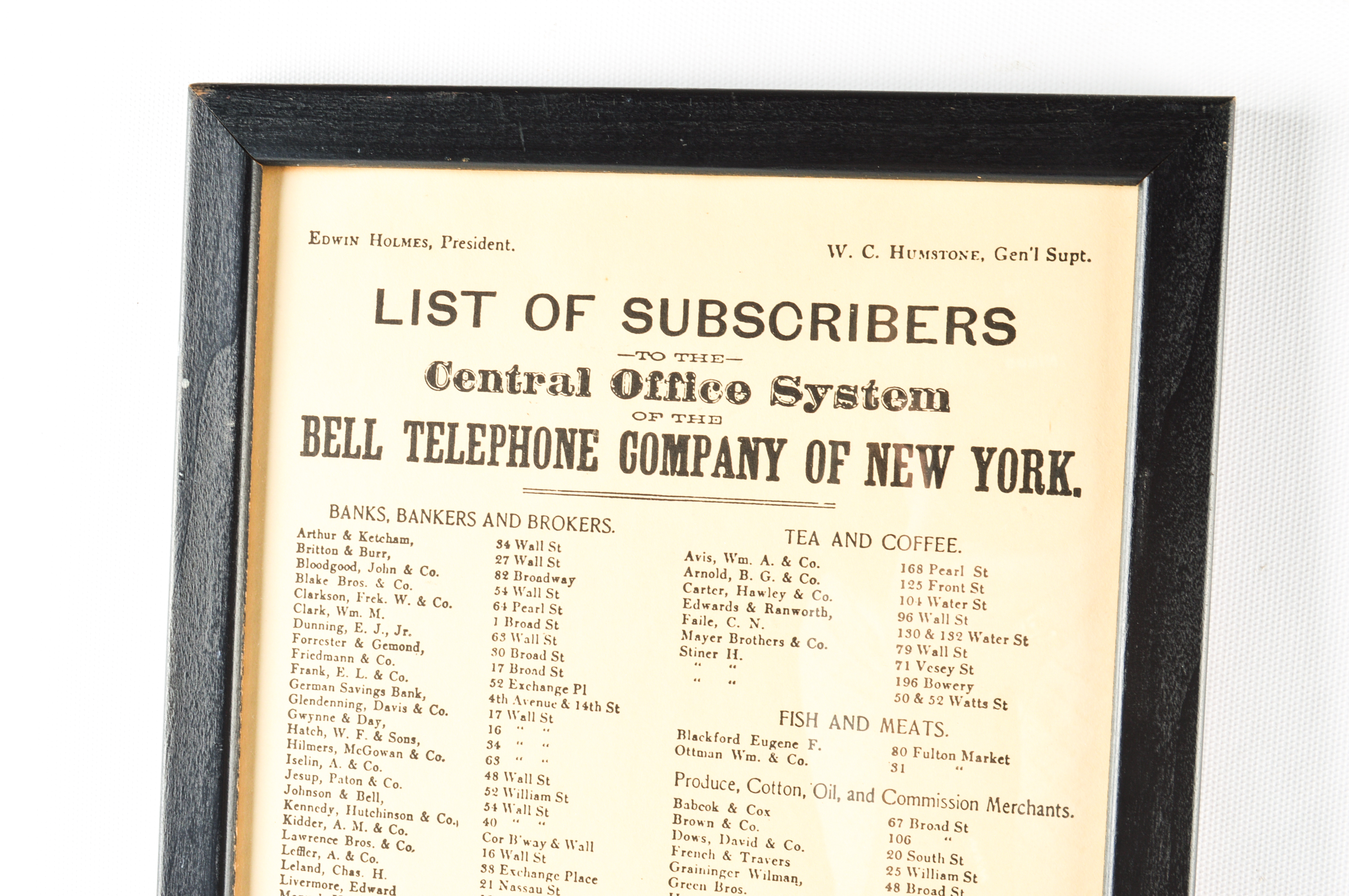 Framed Reproduction of Late 1800s New York City Telephone Directory EBTH