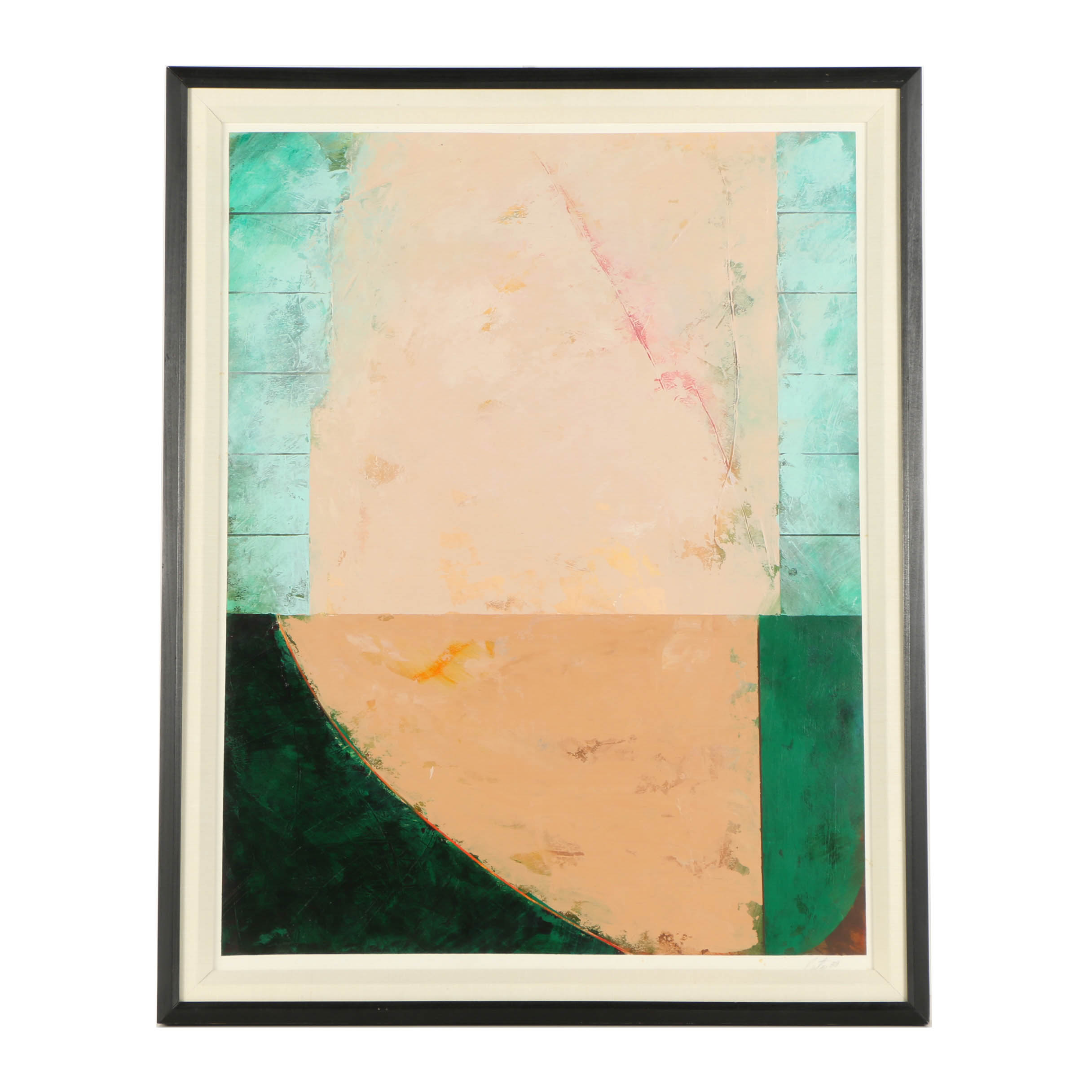 1988 Pates Abstract Oil Painting on Paper EBTH