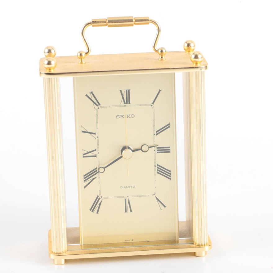 Vintage Seiko Brass Carriage Mantel Clock | EBTH