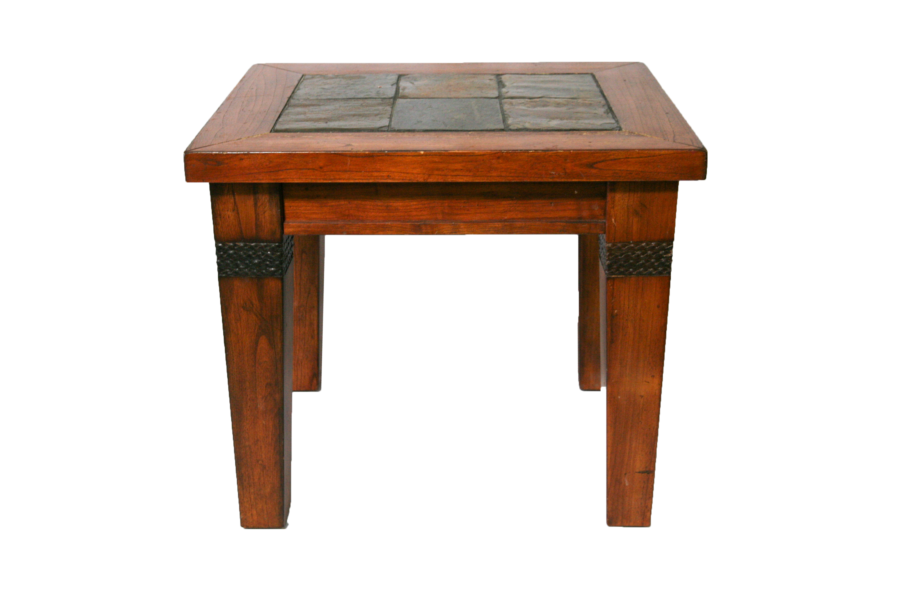 Stone Inlay Walnut End Table EBTH