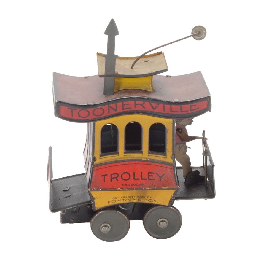 Vintage Fontaine Fox Toonerville Trolley Tin Toy