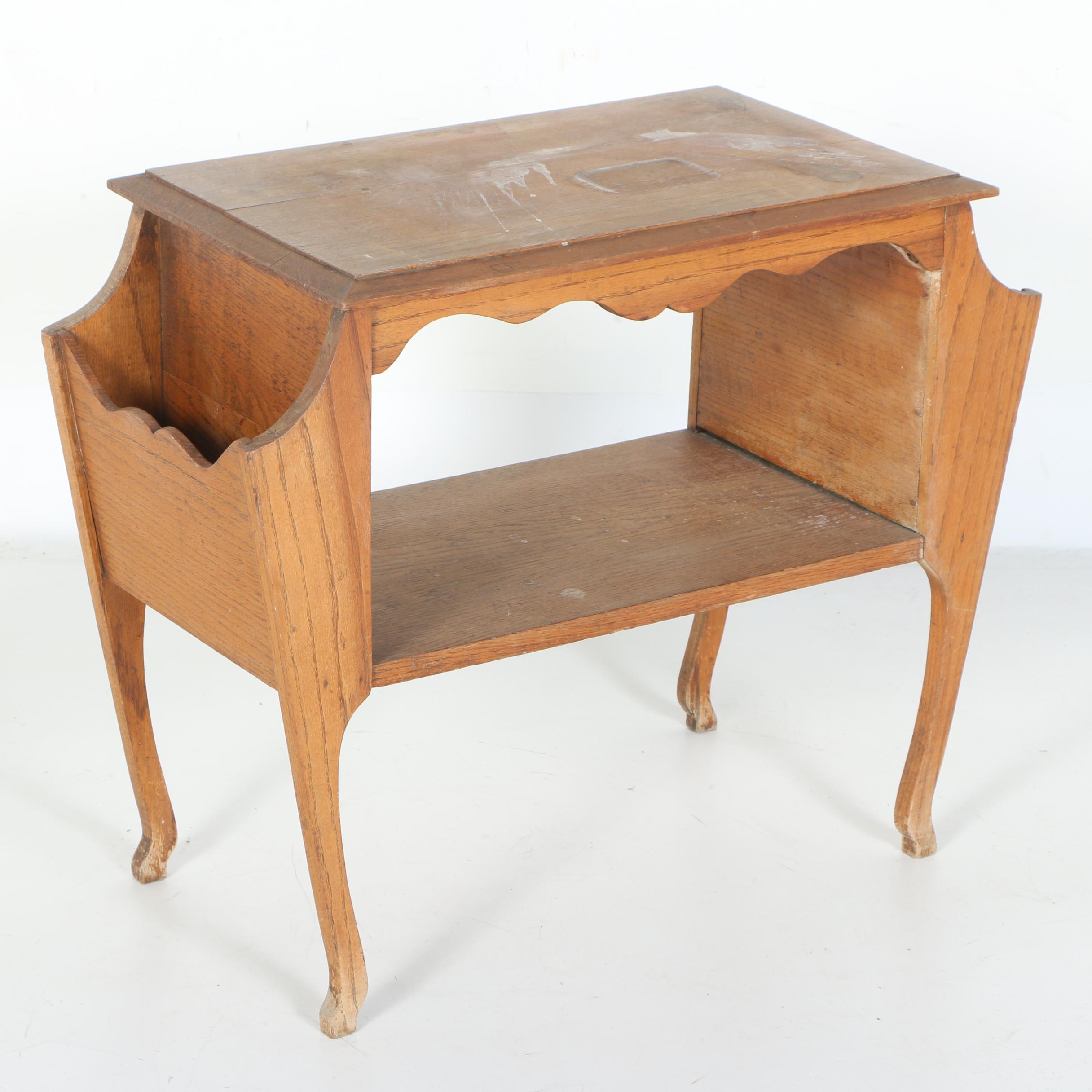 Vintage Oak Media Stand EBTH