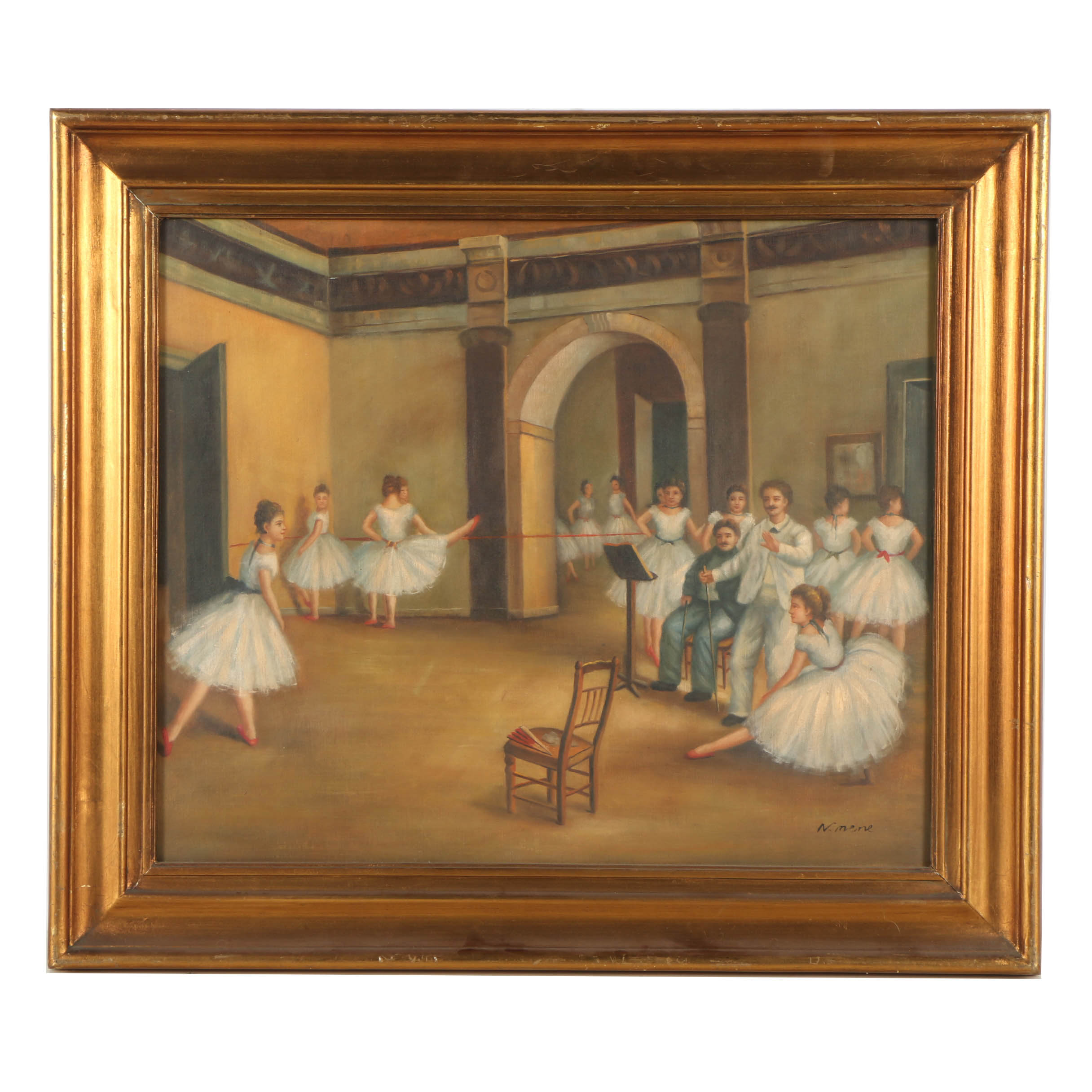 N Mene Copy Painting After Edgar Degas Le Foyer De La Danse A L