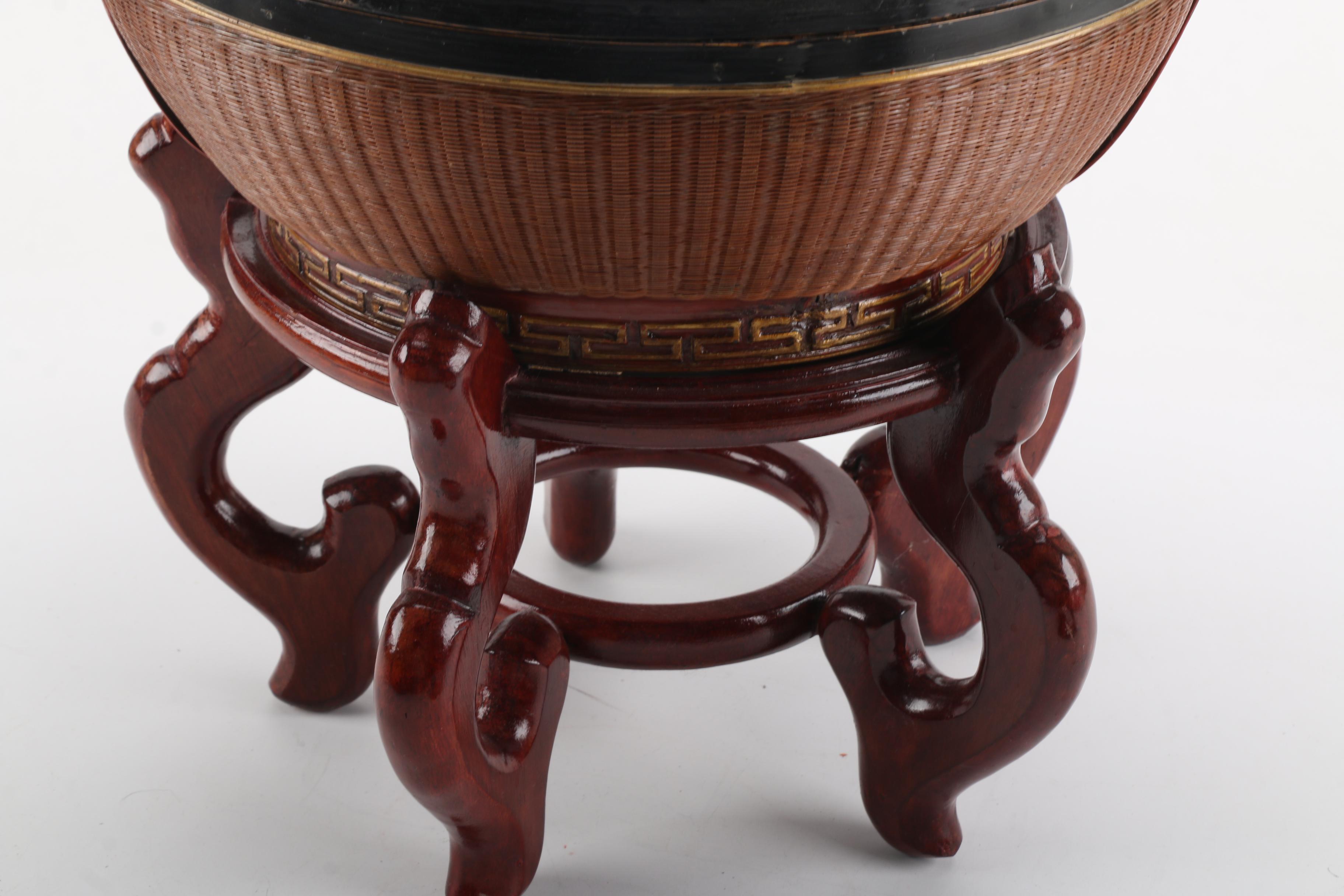 Chinese Woven Basket with Stand EBTH