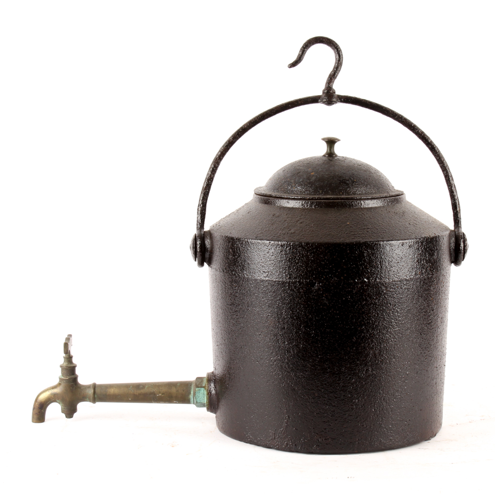 A. Kenrick and Sons Cast Iron Hearth Kettle with Brass Spigot EBTH