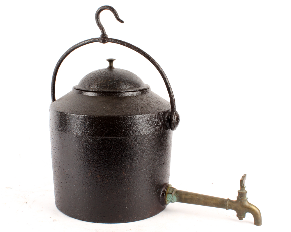 A. Kenrick and Sons Cast Iron Hearth Kettle with Brass Spigot EBTH