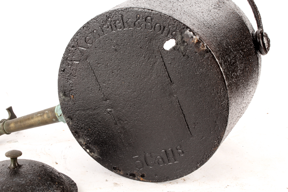 A. Kenrick and Sons Cast Iron Hearth Kettle with Brass Spigot EBTH
