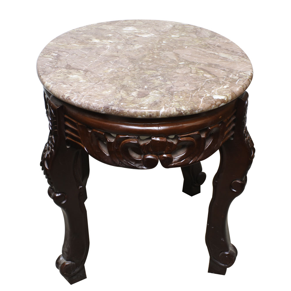 Asian End Table with Marble EBTH