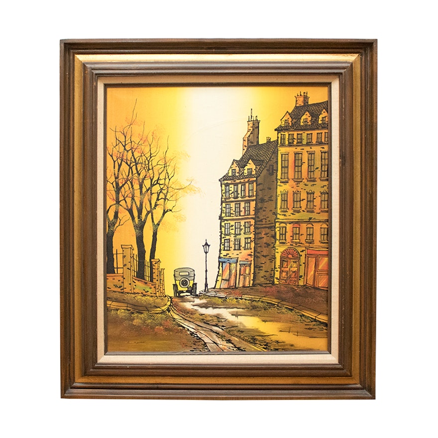 Framed Oil Painting By L Ryan Circa 1970s Ebth