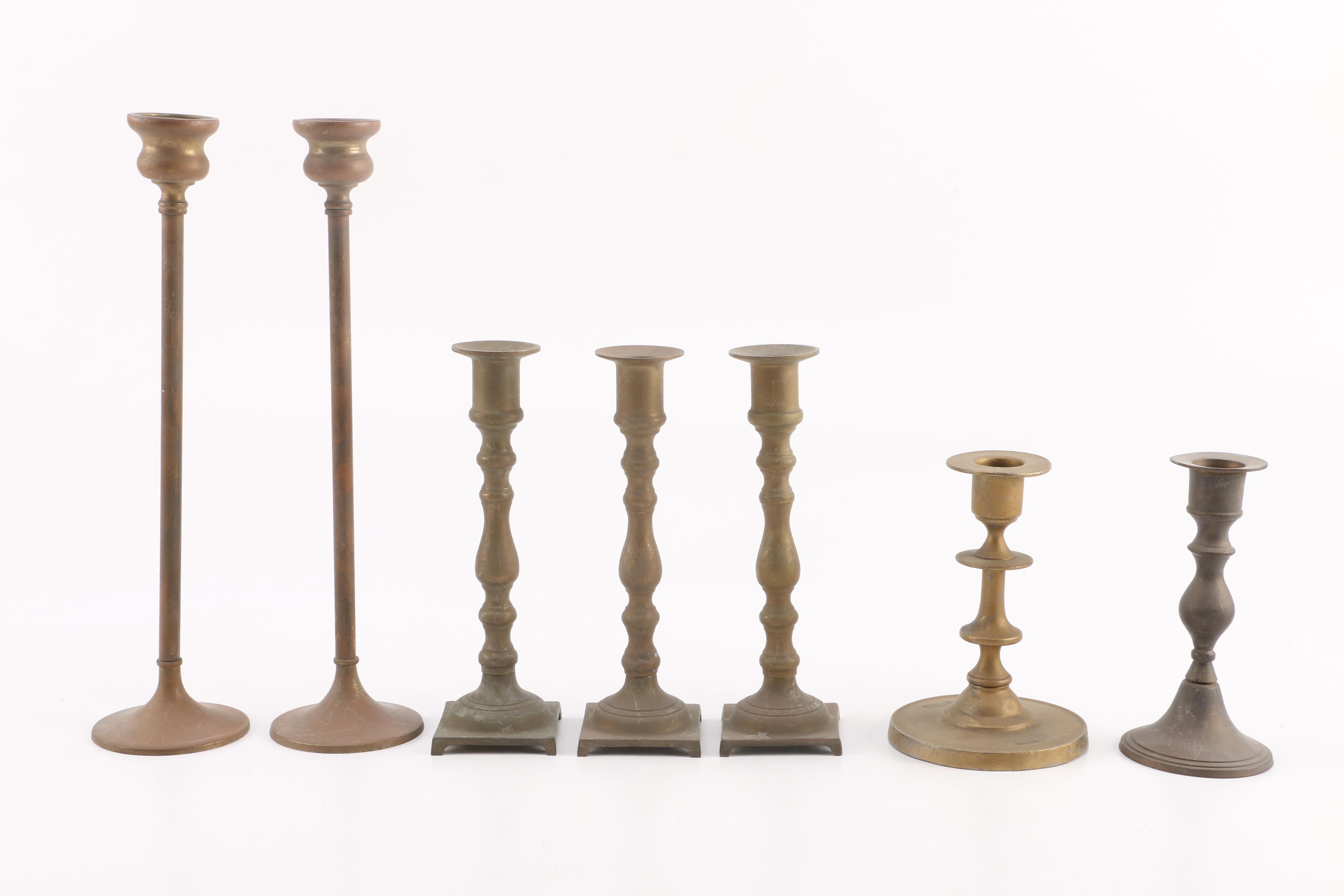 Assorted Brass Candlestick Holders EBTH