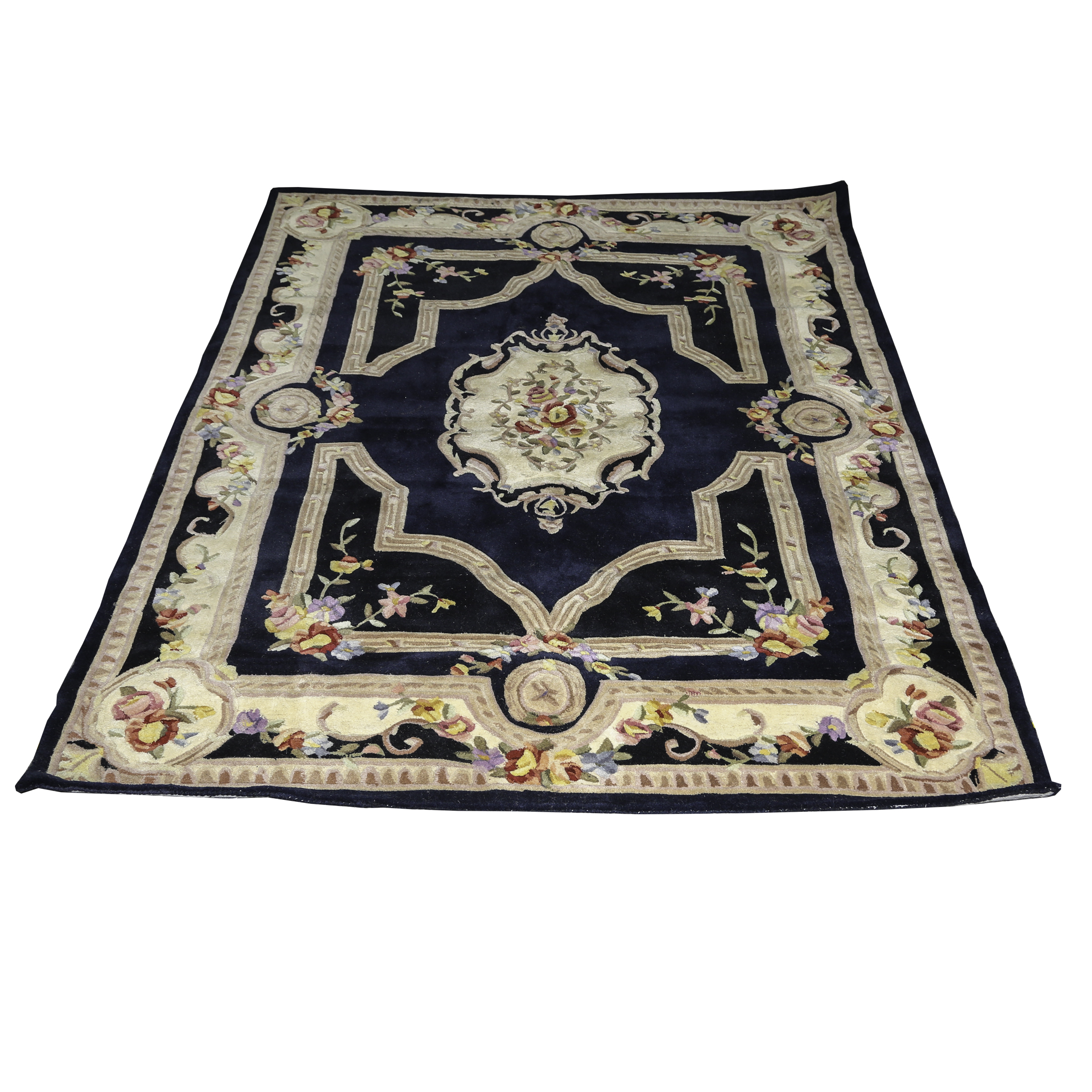 Navy Royal Palace "French Savonnerie" Wool Rug EBTH
