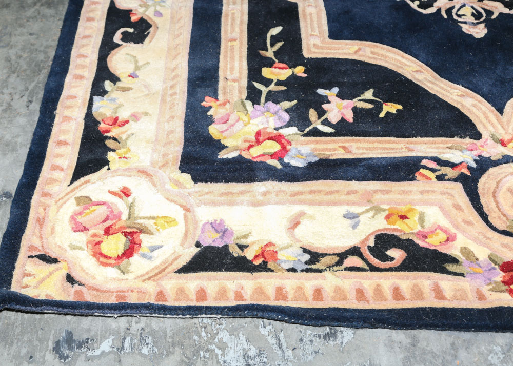 Navy Royal Palace "French Savonnerie" Wool Rug EBTH