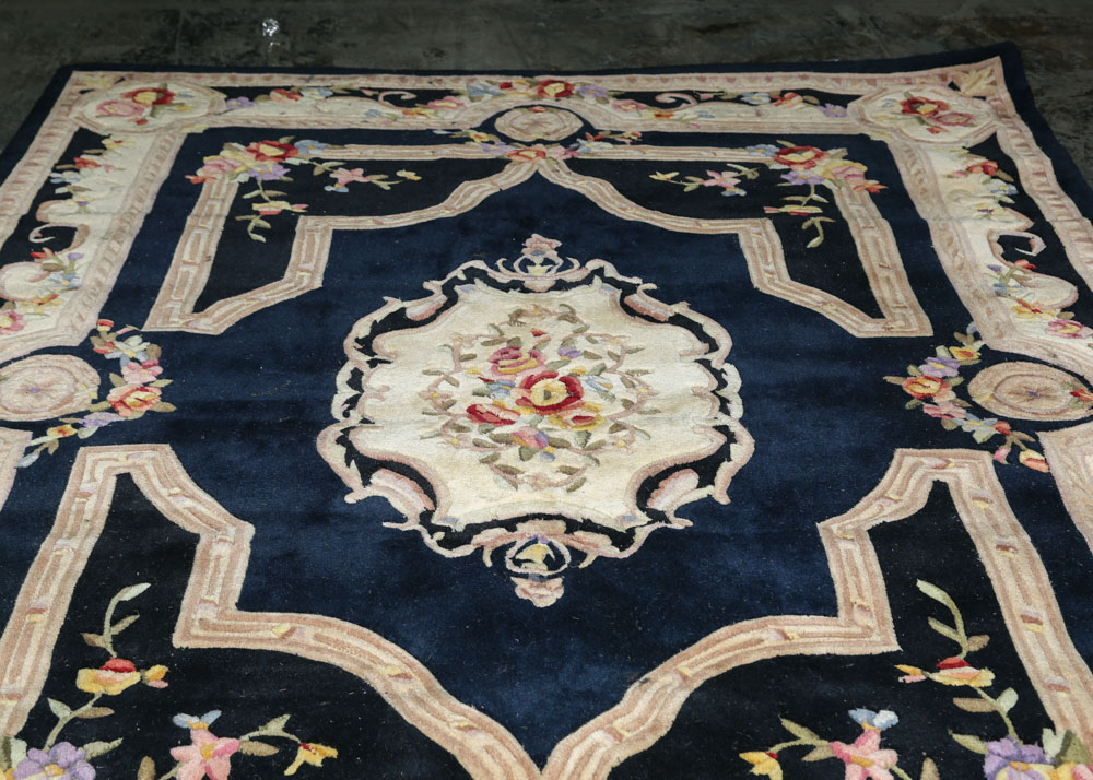 Navy Royal Palace "French Savonnerie" Wool Rug EBTH